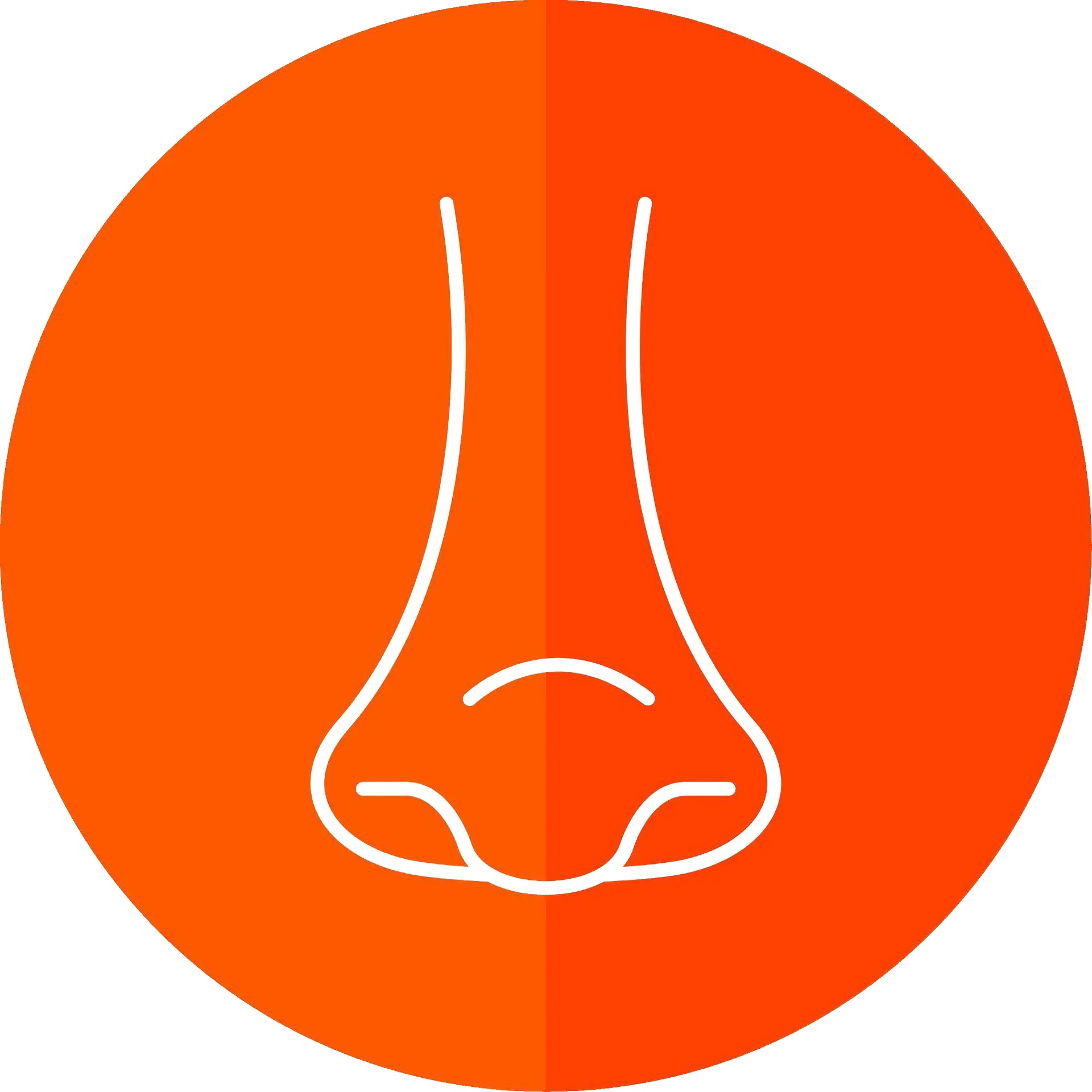 Orange circle with a white nose icon